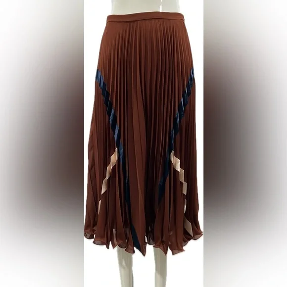 See By Chloe Woman Satin Trimmed Plissé
Georgette Midi Skirt Brown Size:4 - Picture 7 of 7